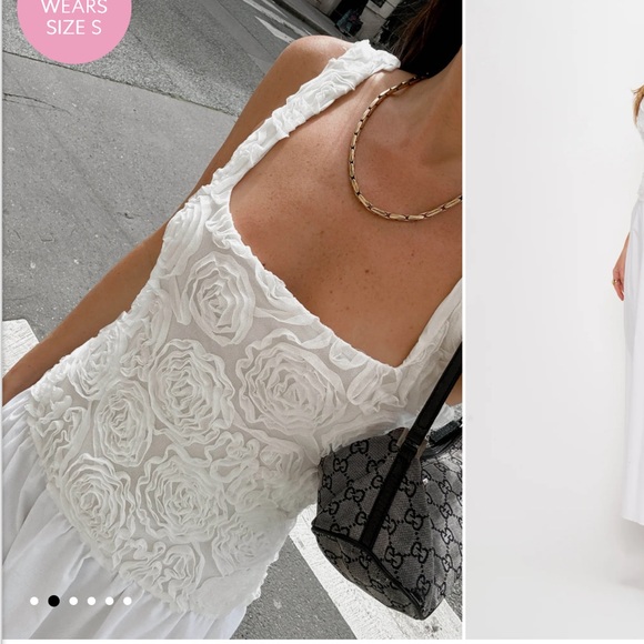 Show Me Your MuMu Bradshaw Maxi Dress White Rosette White Textured Dress - Picture 8 of 10